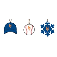 The Memory Company New York Mets Three-Pack Cap, Baseball & Snowflake Ornament Set