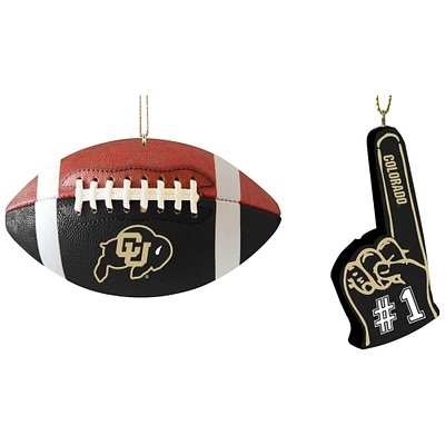 The Memory Company Colorado Buffaloes Two-Pack Football & Foam Finger Ornament Set