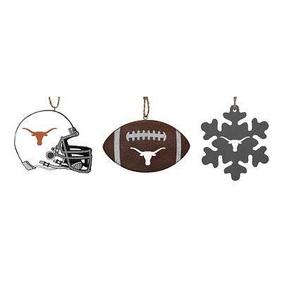 The Memory Company Texas Longhorns Three-Pack Helmet, Football & Snowflake Ornament Set