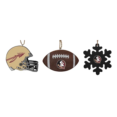 The Memory Company Florida State Seminoles Three-Pack Helmet, Football & Snowflake Ornament Set