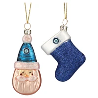 Seattle Mariners Two-Pack Santa & Stocking Blown Glass Ornament Set