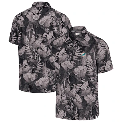 Men's Tommy Bahama Black Miami Dolphins Big & Tall Coast Nuevo Fronds IslandZone Button-Up Shirt