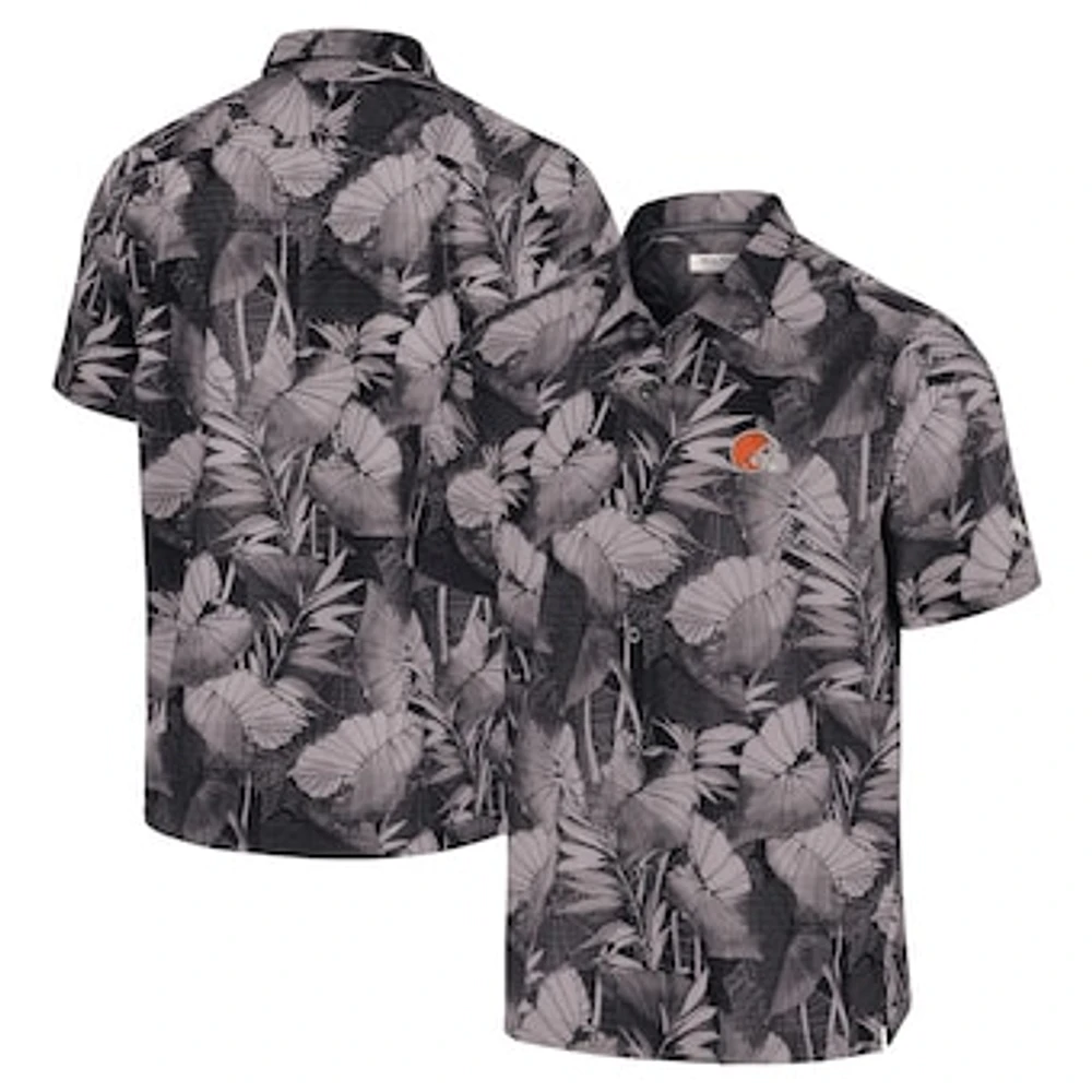 Men's Tommy Bahama Black Cleveland Browns Big & Tall Coast Nuevo Fronds IslandZone Button-Up Shirt