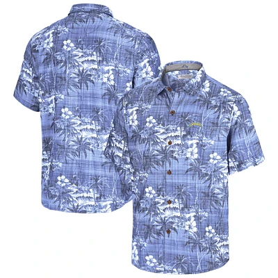 Men's Tommy Bahama Powder Blue Los Angeles Chargers Coconut Point Isla Palmetta Camp Button-Up Shirt