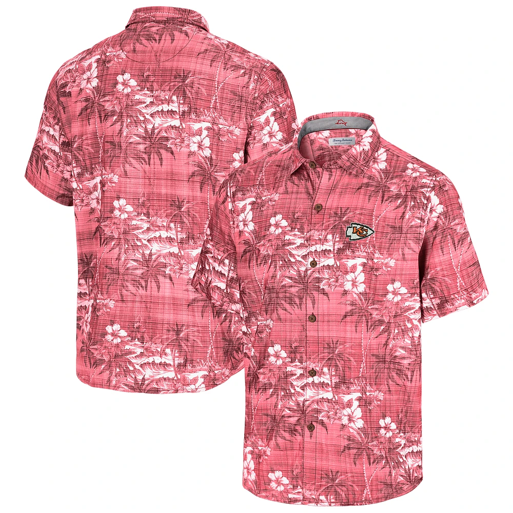 Men's Tommy Bahama Red Kansas City Chiefs Coconut Point Isla Palmetta Camp Button-Up Shirt