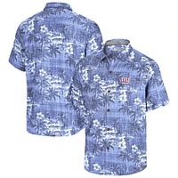 Men's Tommy Bahama Royal New York Giants Coconut Point Isla Palmetta Camp Button-Up Shirt