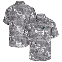 Men's Tommy Bahama Black Carolina Panthers Coconut Point Isla Palmetta Camp Button-Up Shirt