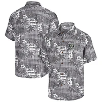 Men's Tommy Bahama Black Las Vegas Raiders Coconut Point Isla Palmetta Camp Button-Up Shirt