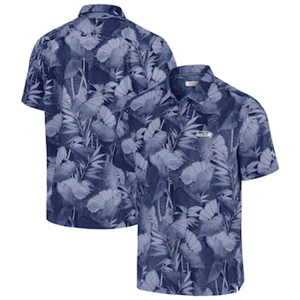 Men's Tommy Bahama College Navy Seattle Seahawks Coast Nuevo Fronds Camp Button-Up Shirt