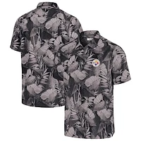 Men's Tommy Bahama Black Pittsburgh Steelers Coast Nuevo Fronds Camp Button-Up Shirt