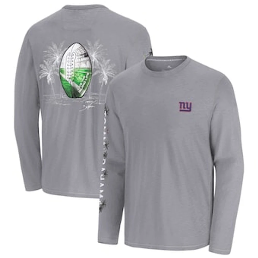 Men's Tommy Bahama  Gray New York Giants Oasis Endzone Lux Long Sleeve T-Shirt