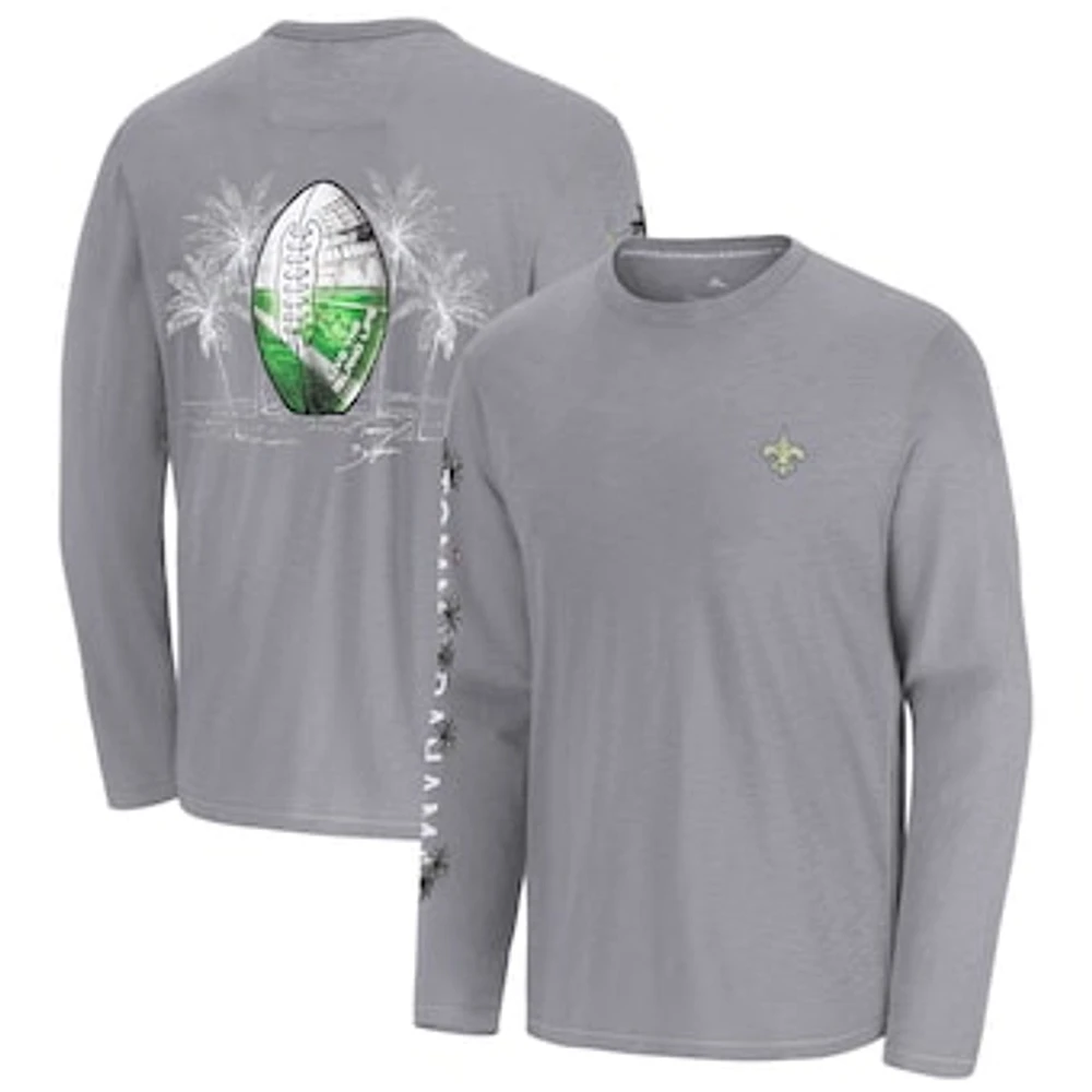 Men's Tommy Bahama  Gray New Orleans Saints Oasis Endzone Lux Long Sleeve T-Shirt