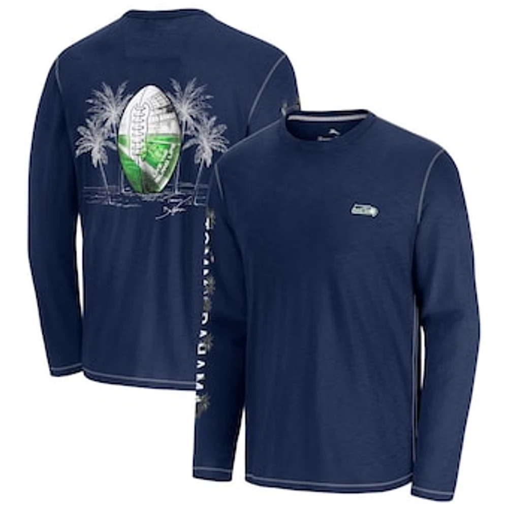 Men's Tommy Bahama  Blue Seattle Seahawks Oasis Endzone Lux Long Sleeve T-Shirt