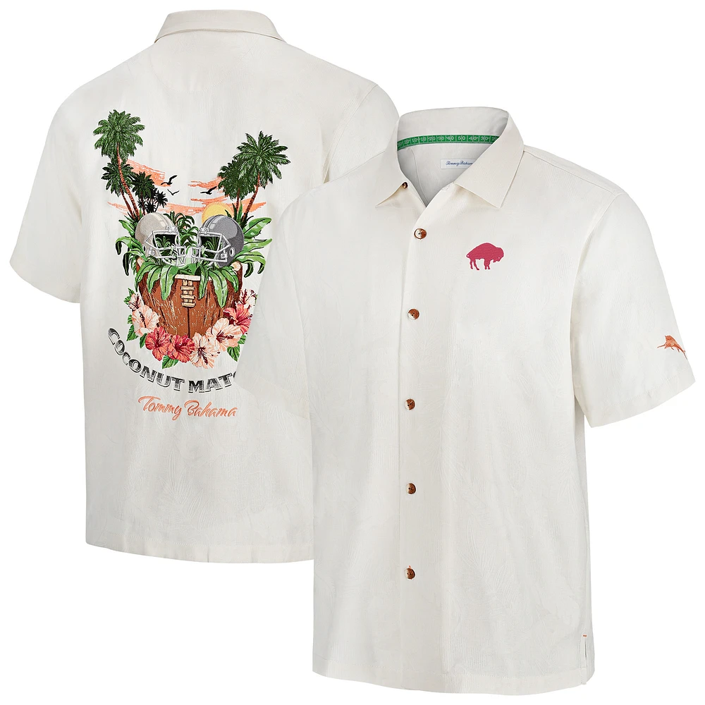 Men's Tommy Bahama White Buffalo Bills Coconut Matchup Camp Throwback Button-Up Shirt