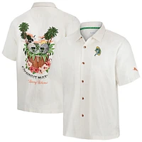 Men's Tommy Bahama White Green Bay Packers Coconut Matchup Camp Throwback Button-Up Shirt