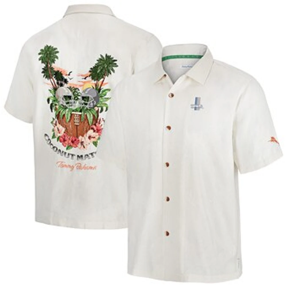 Men's Tommy Bahama White Detroit Lions Coconut Matchup Camp Throwback Button-Up Shirt