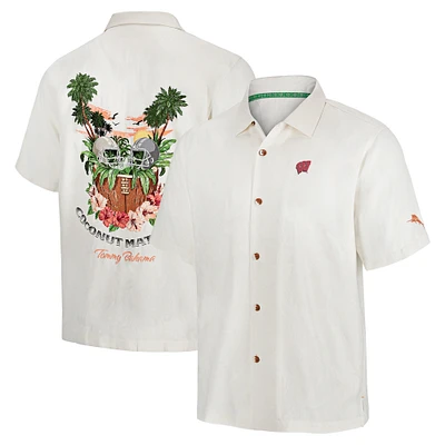 Men's Tommy Bahama White Wisconsin Badgers Coconut Matchup Camp Button-Up Shirt