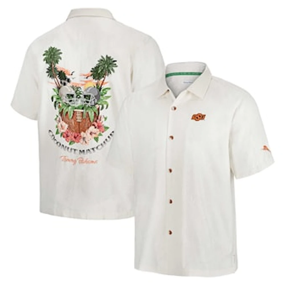 Men's Tommy Bahama White Oklahoma State Cowboys Coconut Matchup Camp Button-Up Shirt