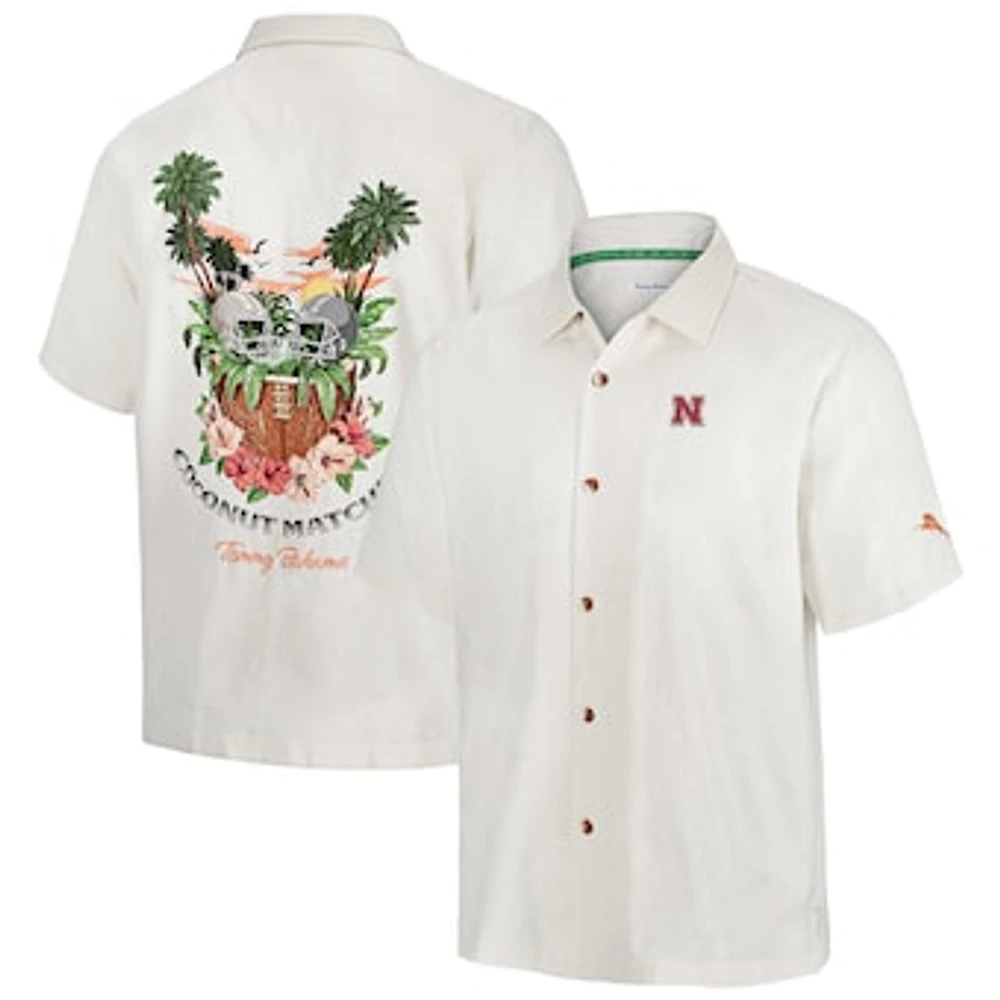 Men's Tommy Bahama White Nebraska Huskers Coconut Matchup Camp Button-Up Shirt