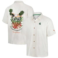 Men's Tommy Bahama White Michigan State Spartans Coconut Matchup Camp Button-Up Shirt