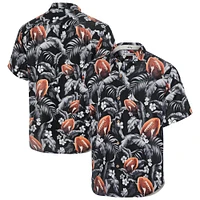 Men's Tommy Bahama Black Oregon Ducks Veracruz Cay First Down Blooms Button-Up Shirt