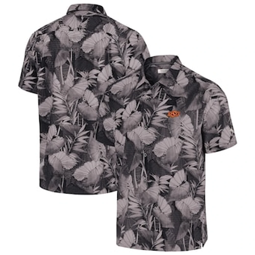 Men's Tommy Bahama Black Oklahoma State Cowboys Coast Nuevo Fronds Button-Up Shirt