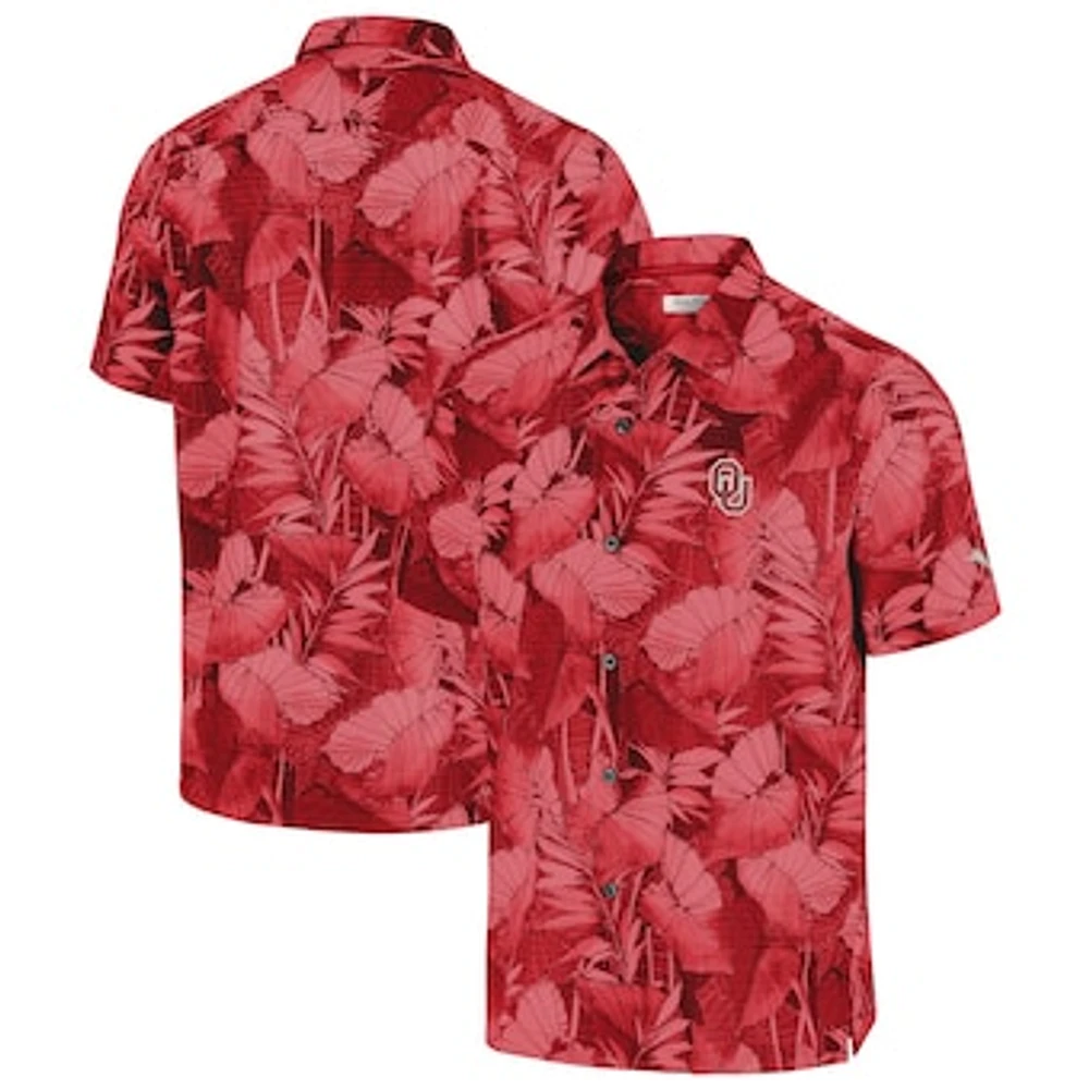 Men's Tommy Bahama Crimson Oklahoma Sooners Coast Nuevo Fronds Button-Up Shirt