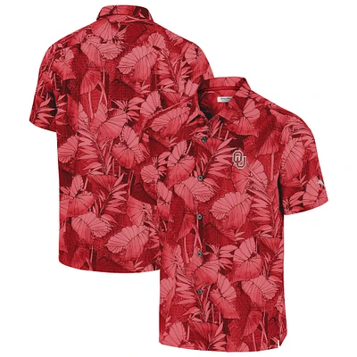 Men's Tommy Bahama Crimson Oklahoma Sooners Coast Nuevo Fronds Button-Up Shirt