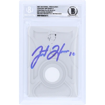 Justin Herbert Los Angeles Chargers Autographed 2021 Panini National Treasures Printing Plate Relic #CM-JUH #1/1 Beckett Fanatics Witnessed Authenticated 10 Card