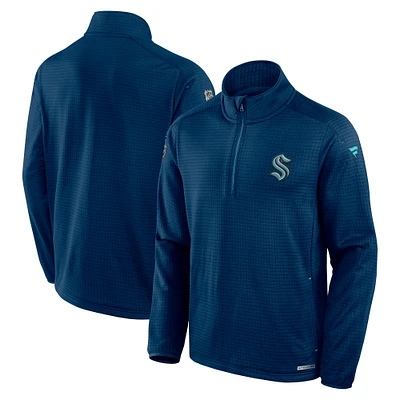 Men's Fanatics  Deep Sea Blue Seattle Kraken Big & Tall Authentic Pro Quarter-Zip Pullover