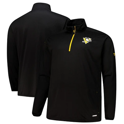 Men's Fanatics  Black Pittsburgh Penguins Big & Tall Authentic Pro Quarter-Zip Pullover