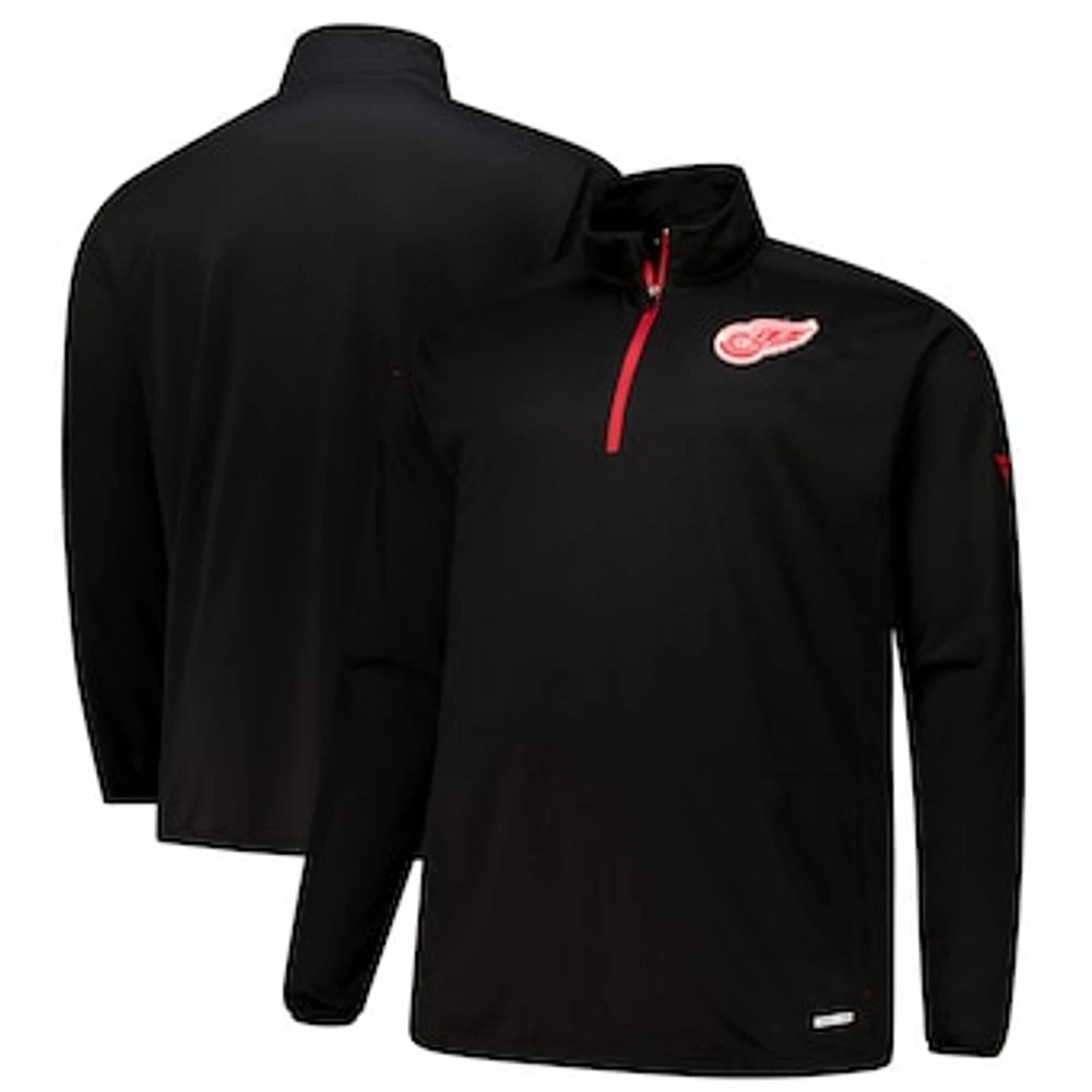 Men's Fanatics  Black Detroit Red Wings Big & Tall Authentic Pro Quarter-Zip Pullover