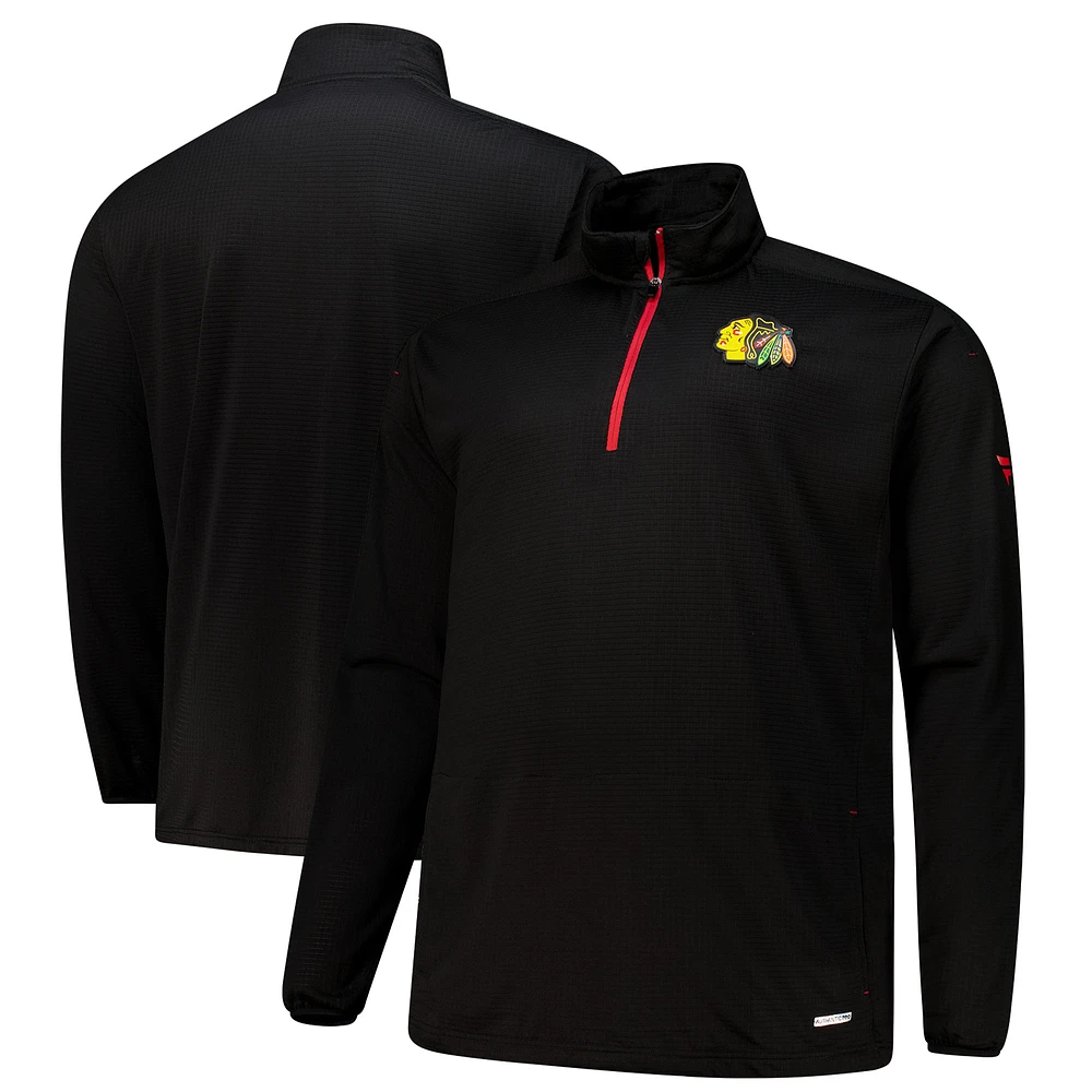 Men's Fanatics  Black Chicago Blackhawks Big & Tall Authentic Pro Quarter-Zip Pullover