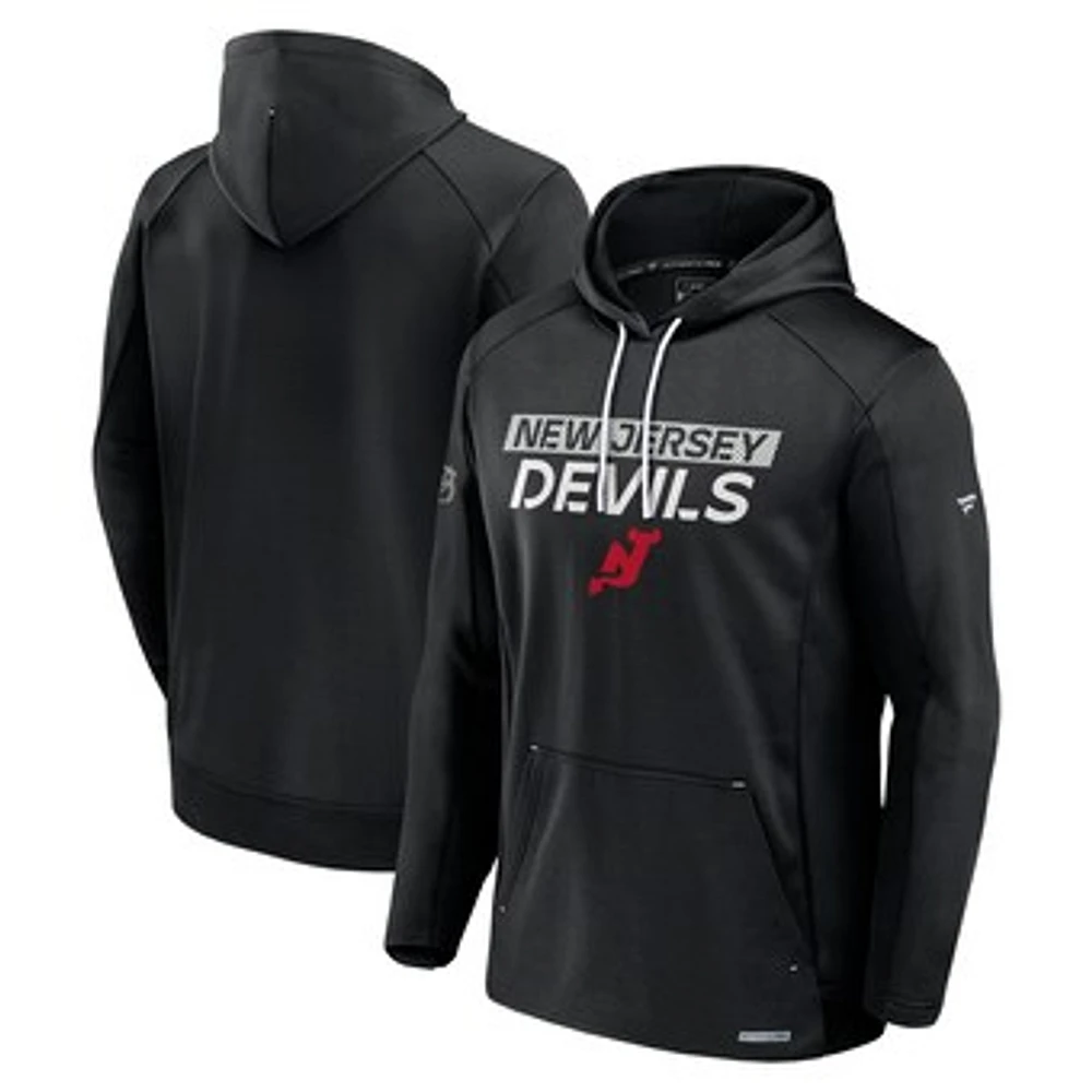 Men's Fanatics Black New Jersey Devils Big & Tall Authentic Pro Pullover Hoodie