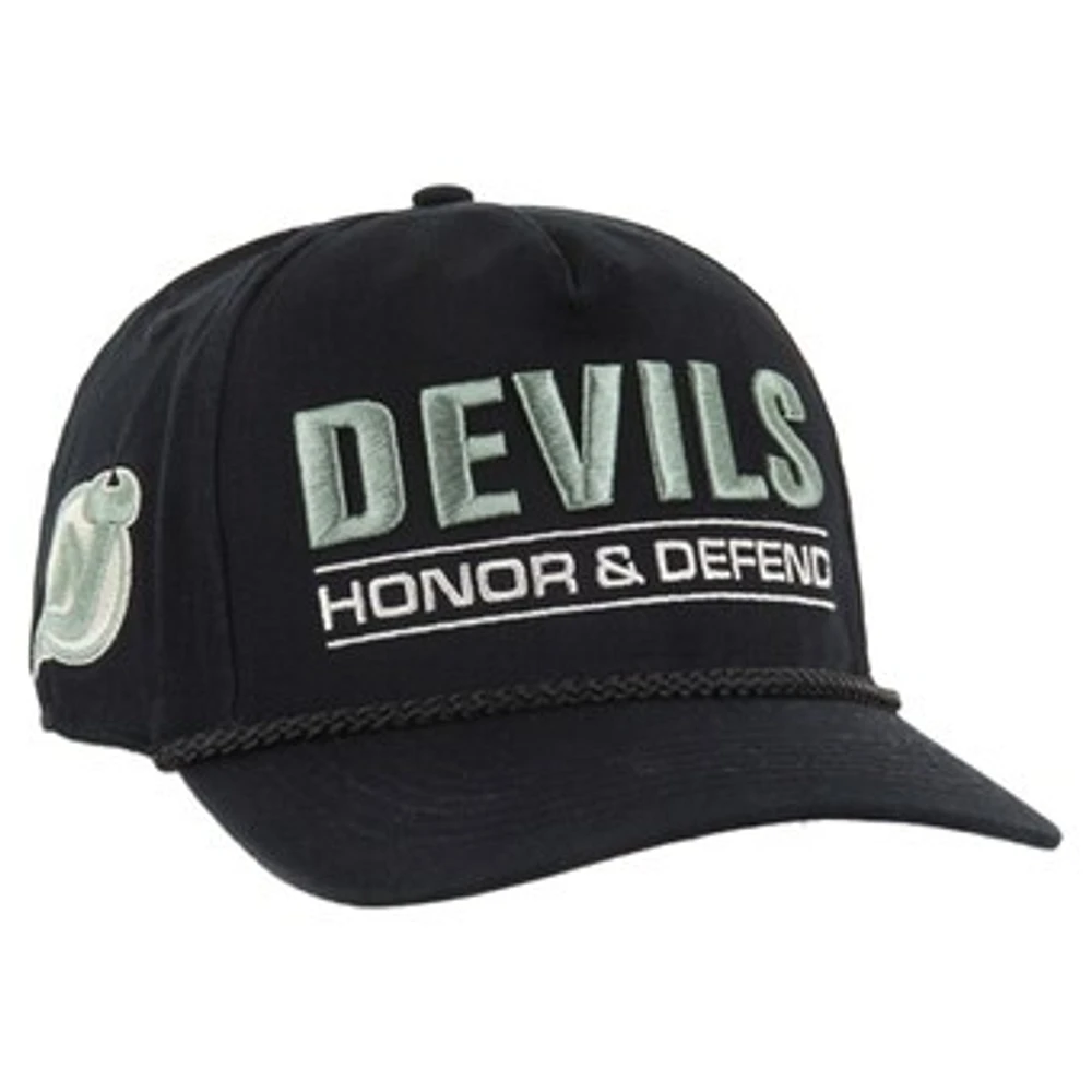 Men's '47 Black New Jersey Devils OHT Military Appreciation Homeland Honor and Defend Hitch Adjustable Hat