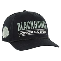 Men's '47 Black Chicago Blackhawks OHT Military Appreciation Homeland Honor and Defend Hitch Adjustable Hat