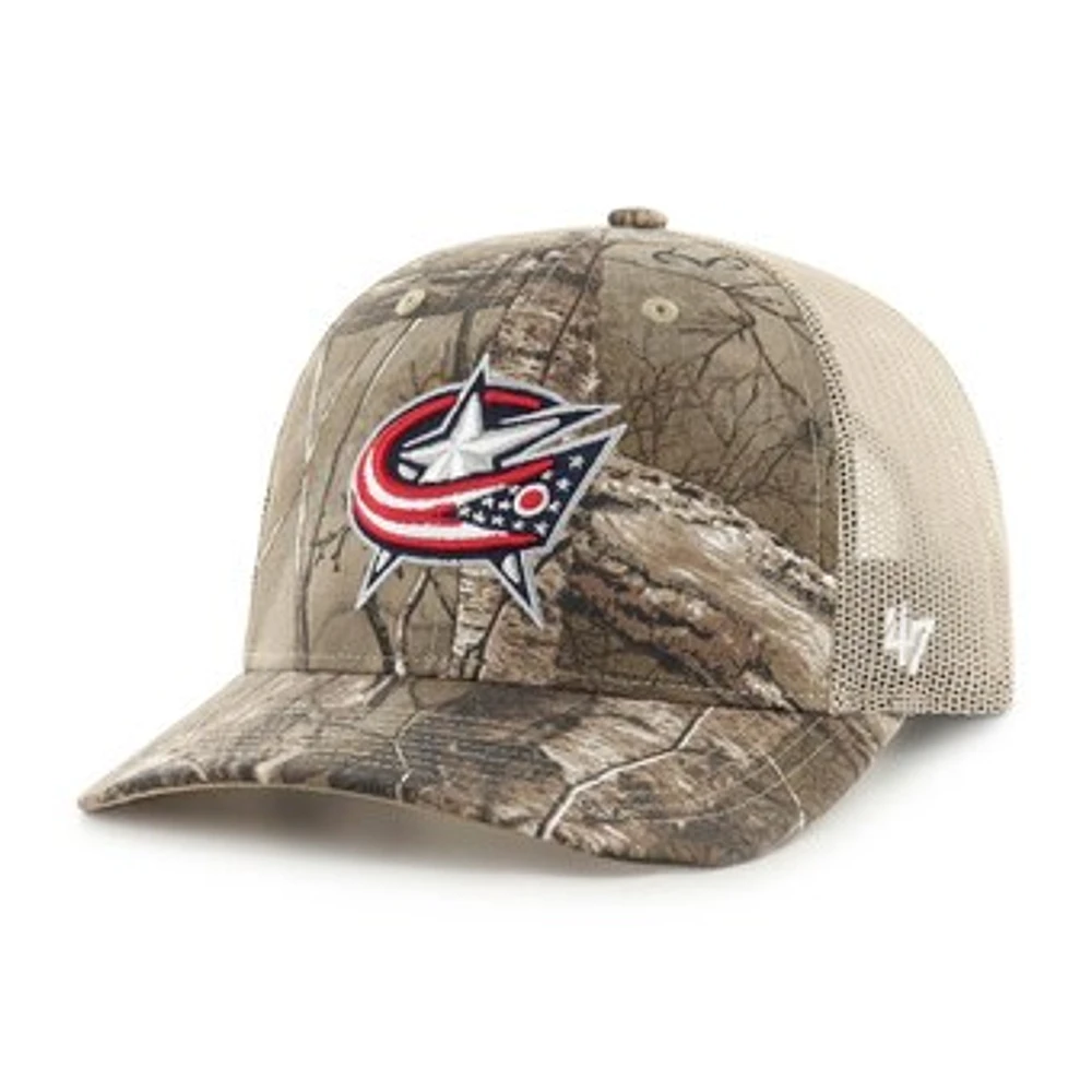 Men's '47 Realtree Camo Columbus Blue Jackets Logo Trucker Adjustable Hat