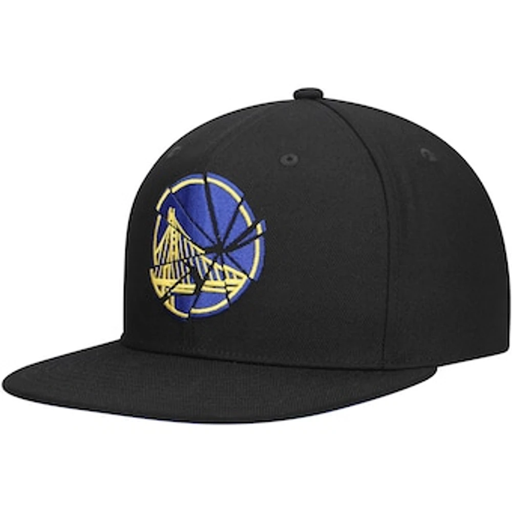 Men's Mitchell & Ness Black Golden State Warriors Shattered Snapback Hat