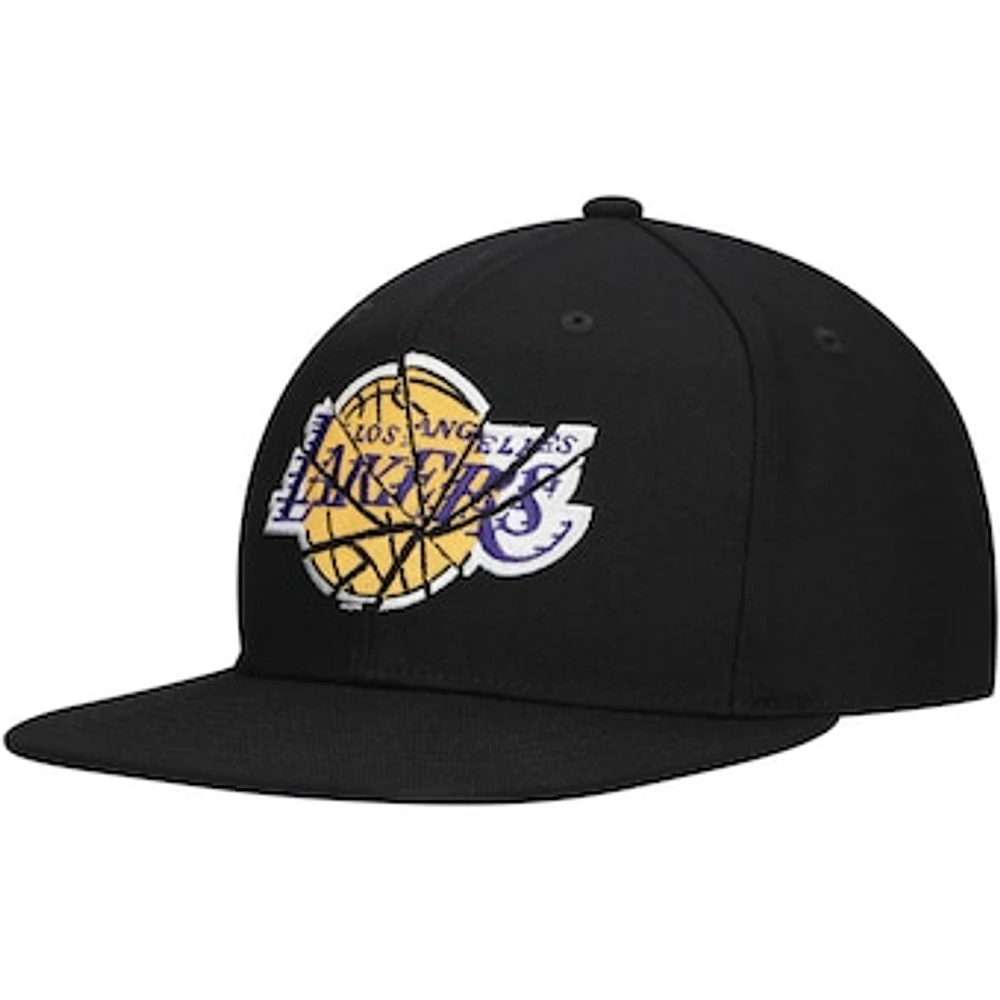 Men's Mitchell & Ness Black Los Angeles Lakers Shattered Snapback Hat