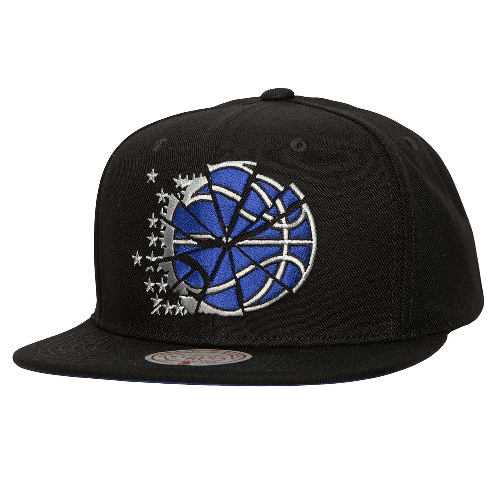 Men's Mitchell & Ness Black Orlando Magic Shattered Logo Snapback Hat