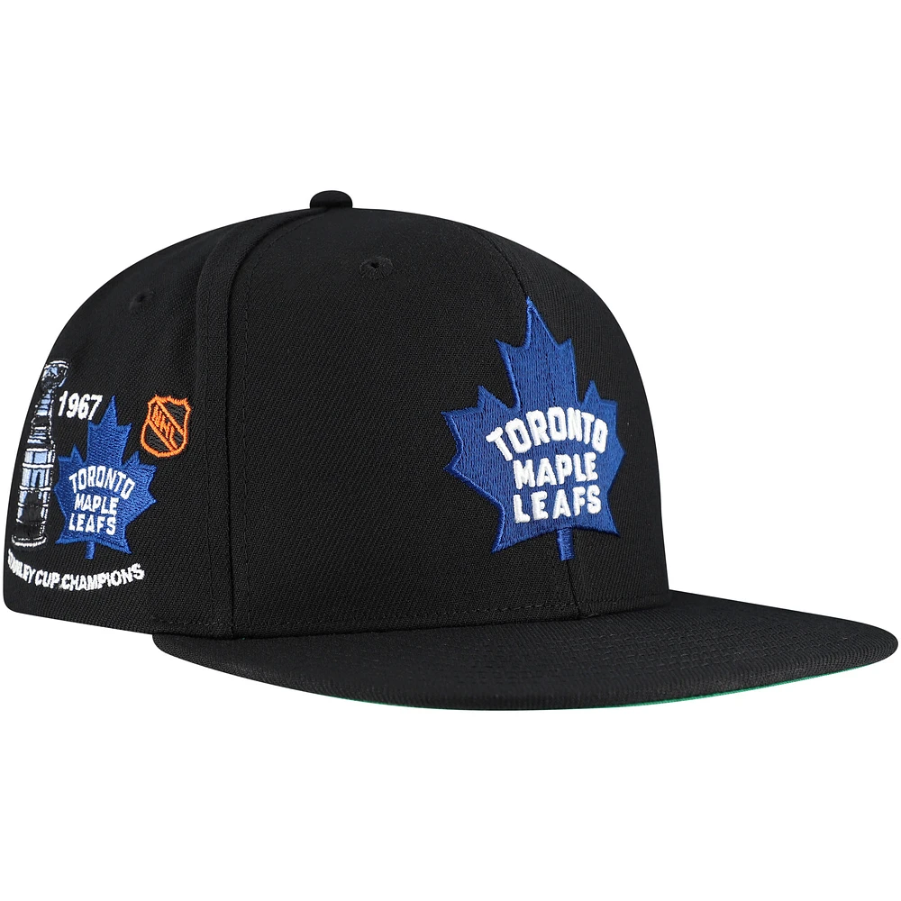 Men's Mitchell & Ness Black Toronto Maple Leafs Core Top Spot Snapback Hat