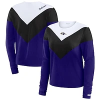 Women's WEAR by Erin Andrews Purple/Black Baltimore Ravens Chevron Tri-Blend Long Sleeve T-Shirt