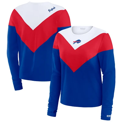 Women's WEAR by Erin Andrews Royal/Red Buffalo Bills Chevron Tri-Blend Long Sleeve T-Shirt