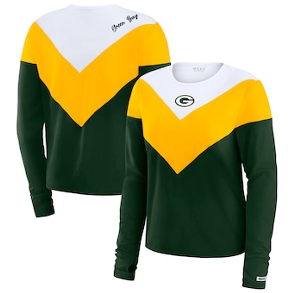 Women's WEAR by Erin Andrews Green/Gold Green Bay Packers Chevron Tri-Blend Long Sleeve T-Shirt