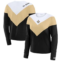 Women's WEAR by Erin Andrews Black/Gold New Orleans Saints Chevron Tri-Blend Long Sleeve T-Shirt