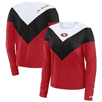 Women's WEAR by Erin Andrews Scarlet/Black San Francisco 49ers Plus Chevron Tri-Blend Long Sleeve T-Shirt