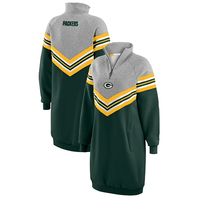 Women's WEAR by Erin Andrews  Green/Heather Gray Green Bay Packers Chevron Stripe Dress