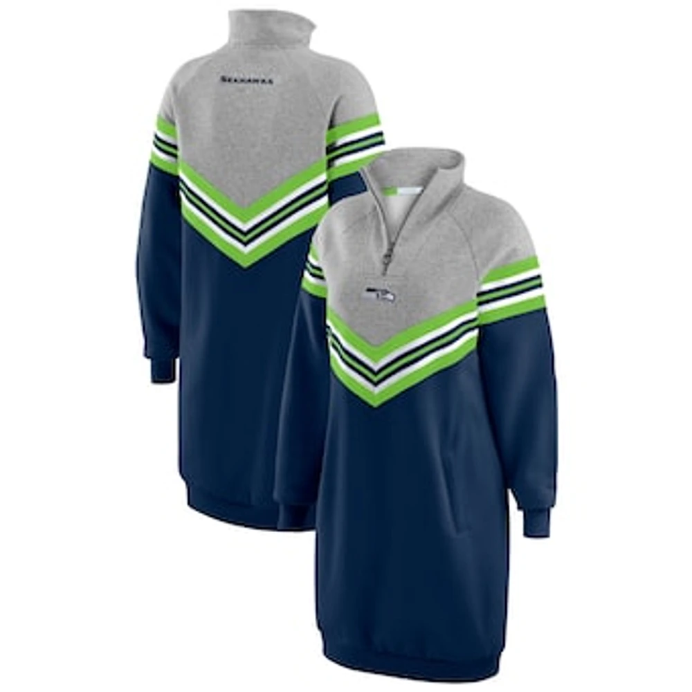 Women's WEAR by Erin Andrews  College Navy/Heather Gray Seattle Seahawks Chevron Stripe Dress