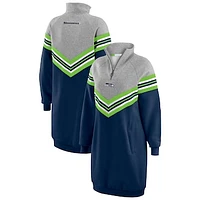 Women's WEAR by Erin Andrews  College Navy/Heather Gray Seattle Seahawks Chevron Stripe Dress