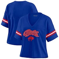 Women's WEAR by Erin Andrews Royal Buffalo Bills Plus Color Block Boxy V-Neck T-Shirt